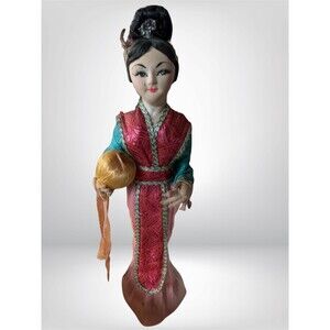 Vintage 1940 Chinese Silk Costume Doll 15”